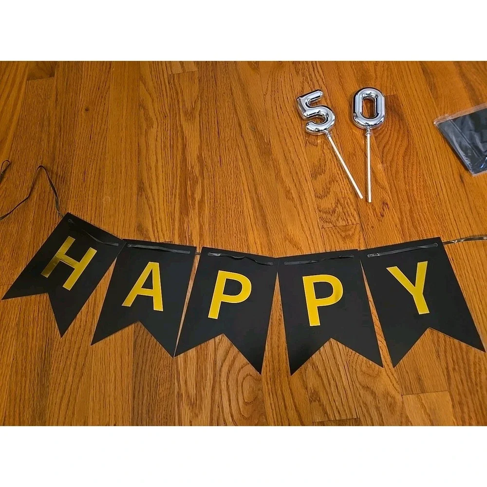 50Th Birthday Decorations Men Women Happy Decoration Banners Large Golden Balloo